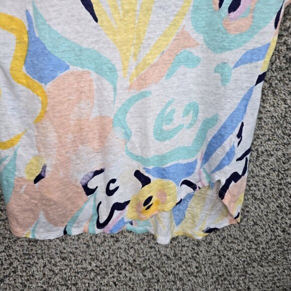 Rachel Zoe Top Womens Small Linen Blue Short Sleeve Scoop Neck Tee Casual - Picture 5 of 7